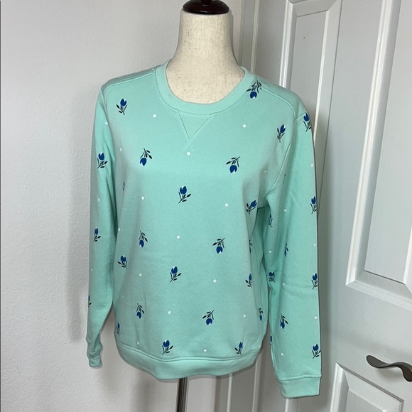 Mint Sweatshirt with Blue‎ Floral Design - Picture 6 of 7